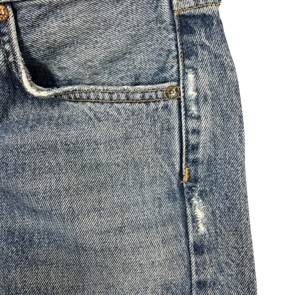 AGOLDE Riley Straight Leg Jeans 26" Distressed Cut Hems High Rise Button Fly - Picture 12 of 14